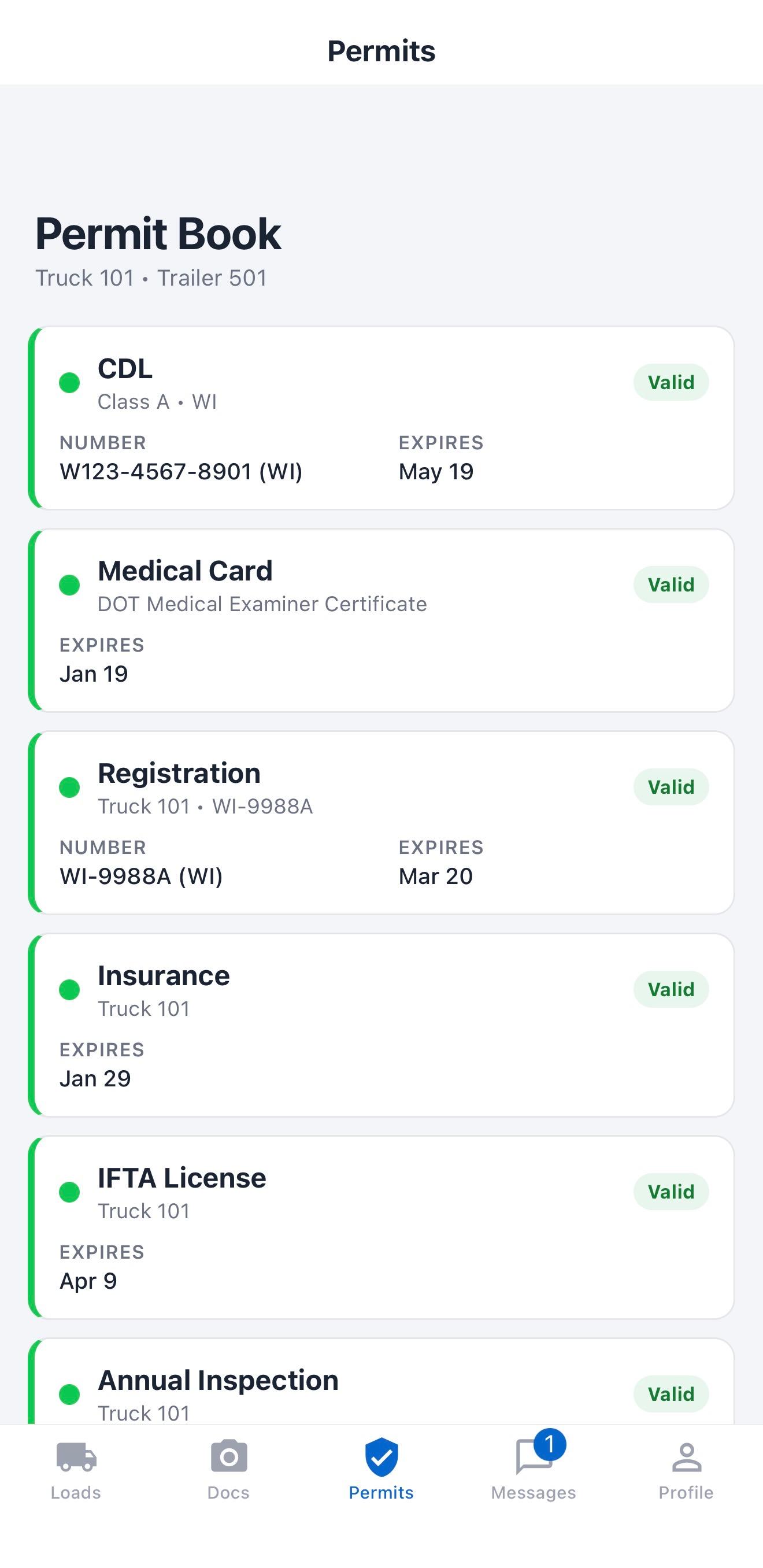 CloudTMS driver app — Permits